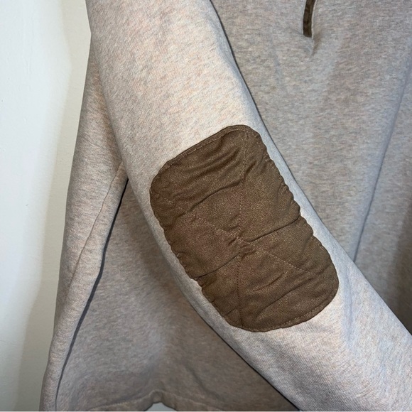 Woolrich Pullover 1/4 Zip Sweater Oatmeal with Elbow Patches Men’s Size Large - Picture 12 of 13